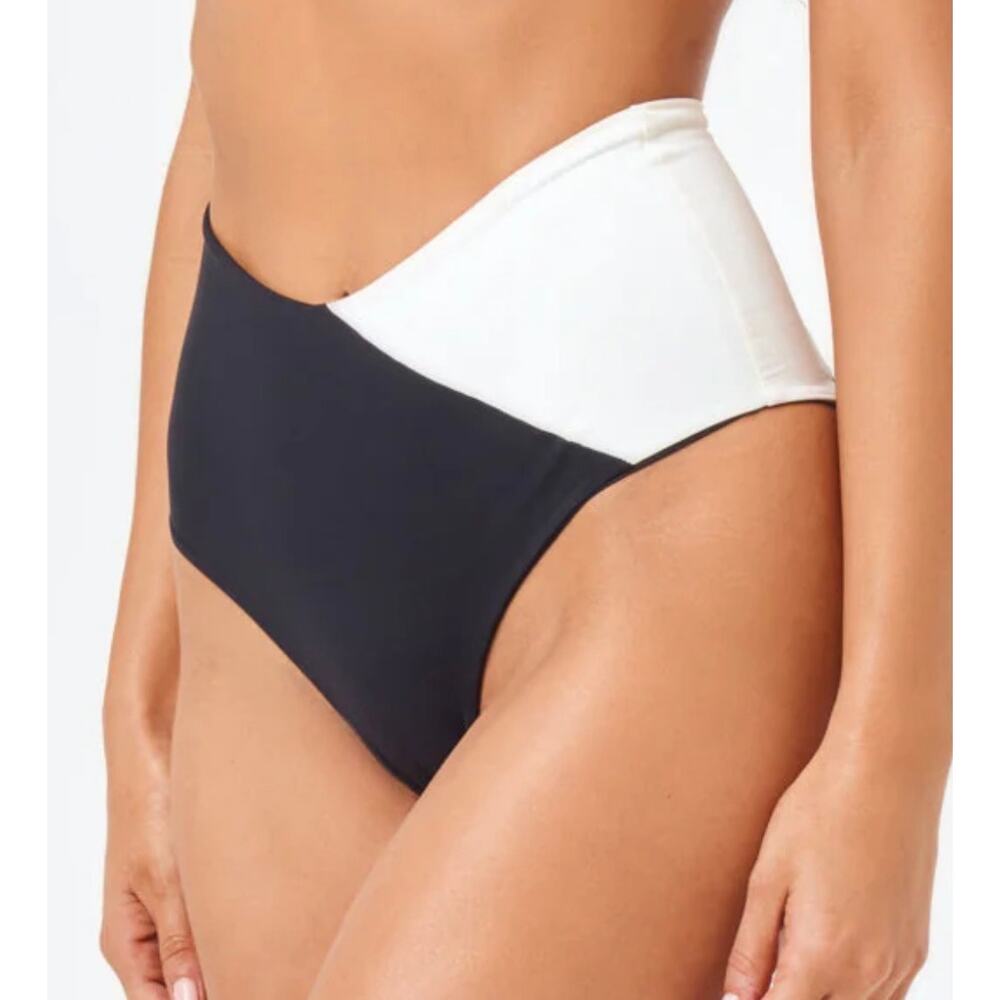 L Space Black Cream Solstice Classic Bikini Bottom S NWT - Picture 2 of 3